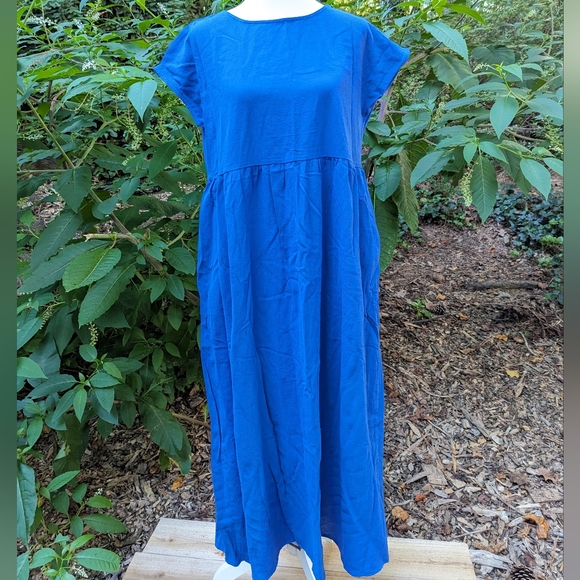 Sucrefas Navy Empire- Waist Short- Sleeve Line Dress, Size M - Picture 3 of 13